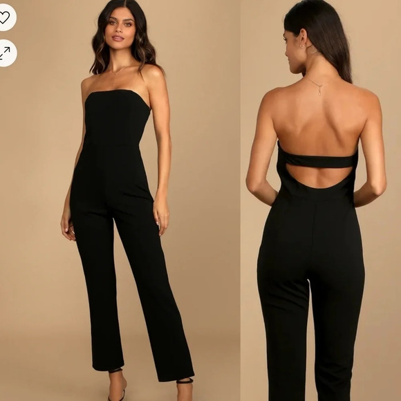 Lulu's Special Evening Jumpsuit Black Strapless Cutout Formal Event‎ - Picture 1 of 9